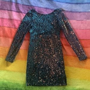 Sequin Long Sleeved Mini Dress